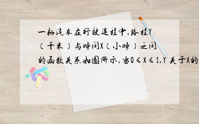 一辆汽车在行驶过程中,路程Y（千米）与时间X（小时）之间的函数关系如图所示,当0≤X≤1,Y 关于X的函数解析式为Y=6