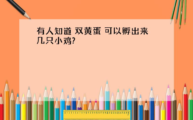 有人知道 双黄蛋 可以孵出来几只小鸡?