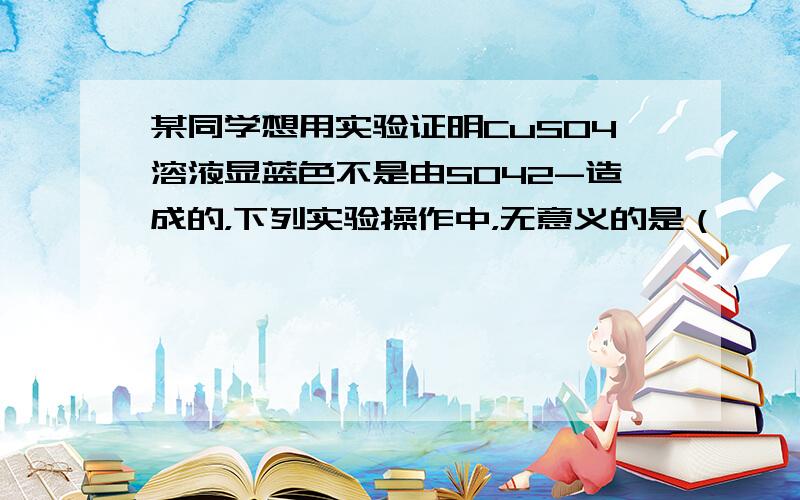 某同学想用实验证明CuSO4溶液显蓝色不是由SO42-造成的，下列实验操作中，无意义的是（　　）