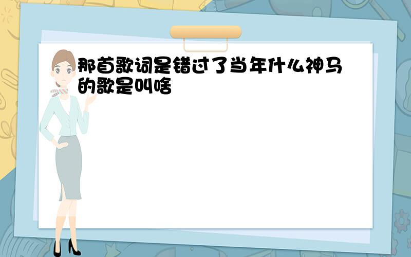 那首歌词是错过了当年什么神马的歌是叫啥