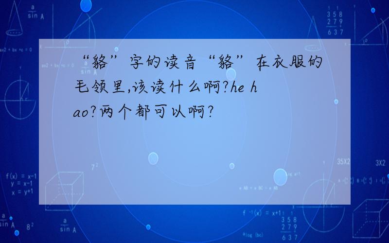 “貉”字的读音“貉”在衣服的毛领里,该读什么啊?he hao?两个都可以啊？