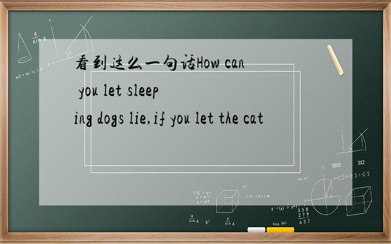 看到这么一句话How can you let sleeping dogs lie,if you let the cat