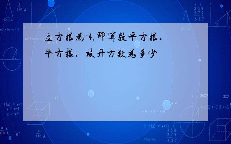 立方根为-4,那算数平方根、平方根、被开方数为多少