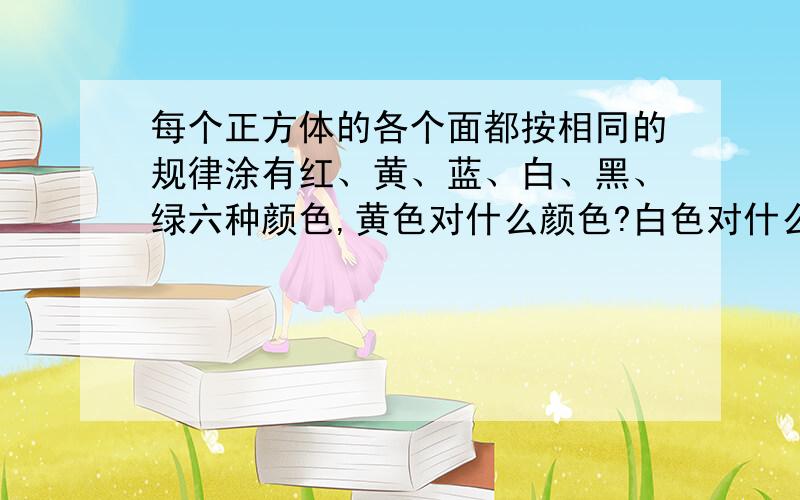 每个正方体的各个面都按相同的规律涂有红、黄、蓝、白、黑、绿六种颜色,黄色对什么颜色?白色对什么颜色