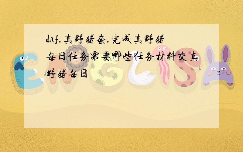 dnf,真野猪套,完成真野猪每日任务需要哪些任务材料交真野猪每日