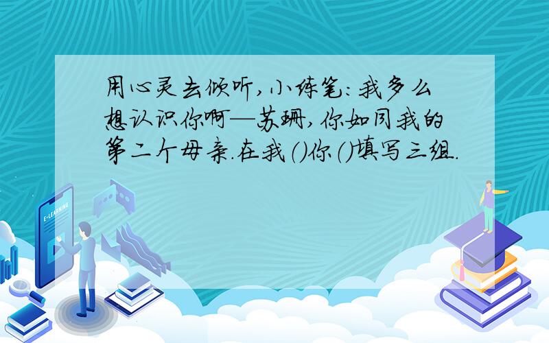 用心灵去倾听,小练笔：我多么想认识你啊—苏珊,你如同我的第二个母亲.在我（）你（）填写三组.