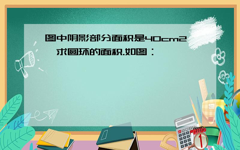 图中阴影部分面积是40cm2,求圆环的面积.如图：