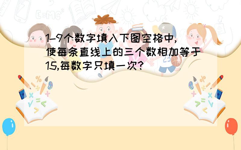 1-9个数字填入下图空格中,使每条直线上的三个数相加等于15,每数字只填一次?