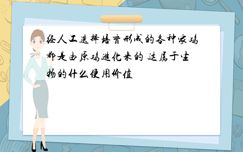 经人工选择培育形成的各种家鸡都是由原鸡进化来的 这属于生物的什么使用价值