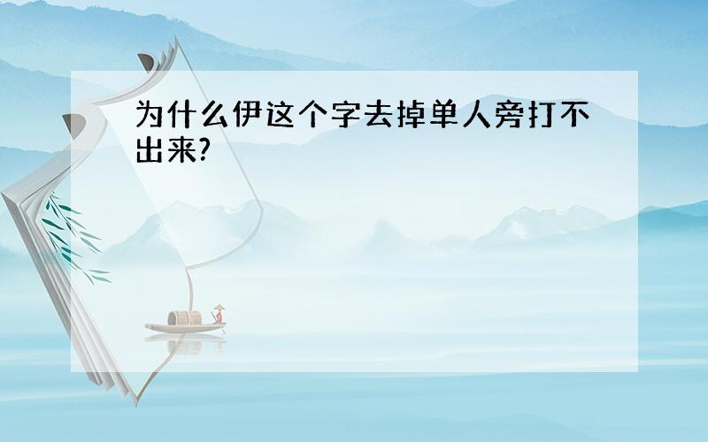 为什么伊这个字去掉单人旁打不出来?