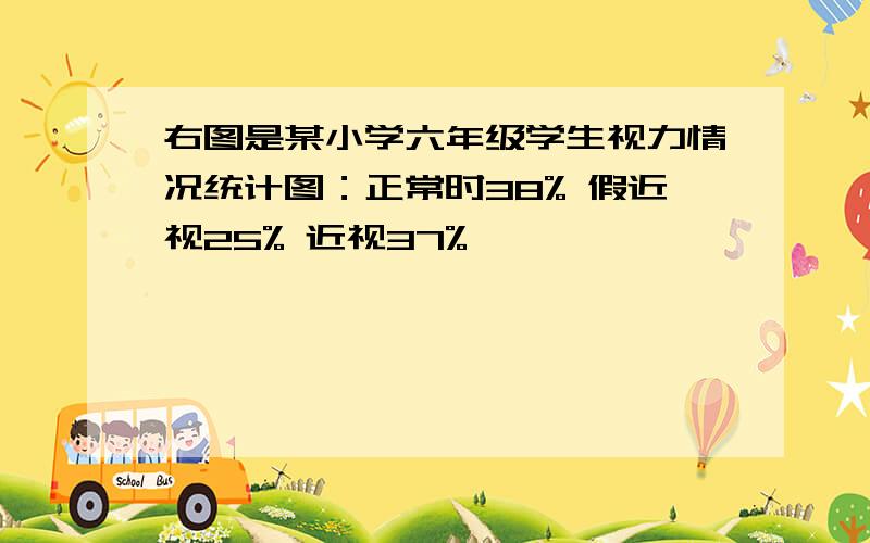 右图是某小学六年级学生视力情况统计图：正常时38% 假近视25% 近视37%