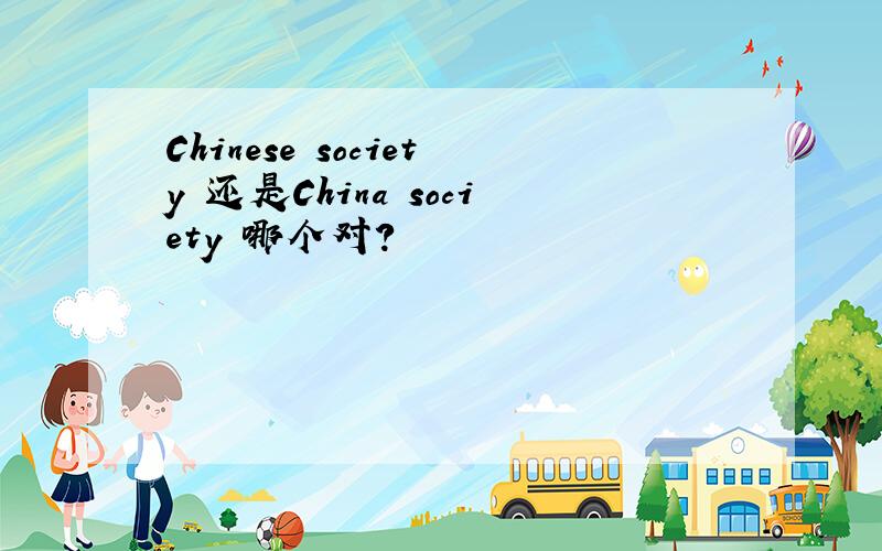 Chinese society 还是China society 哪个对?