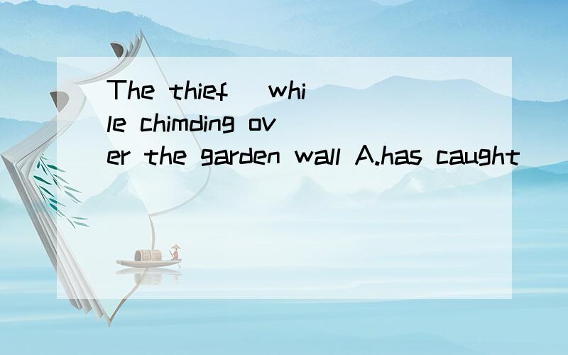 The thief _while chimding over the garden wall A.has caught