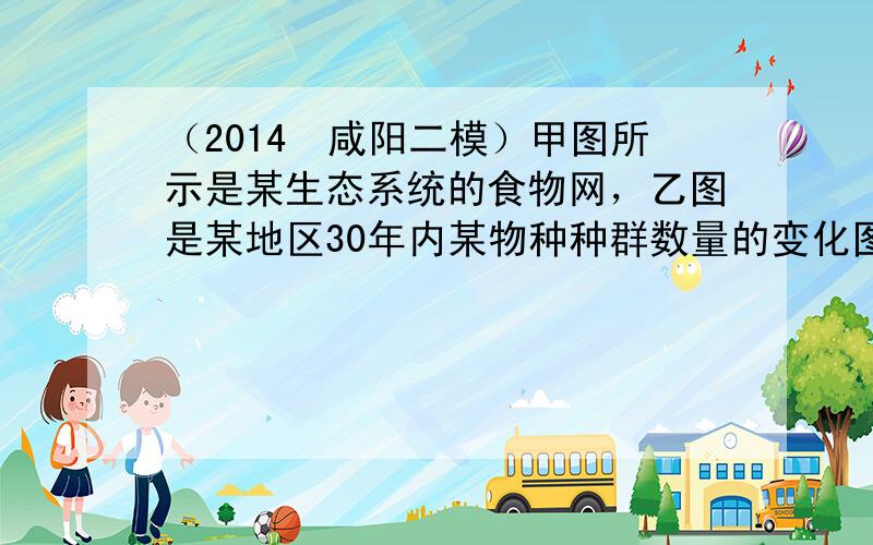 （2014•咸阳二模）甲图所示是某生态系统的食物网，乙图是某地区30年内某物种种群数量的变化图．下列有关说法正确的是（