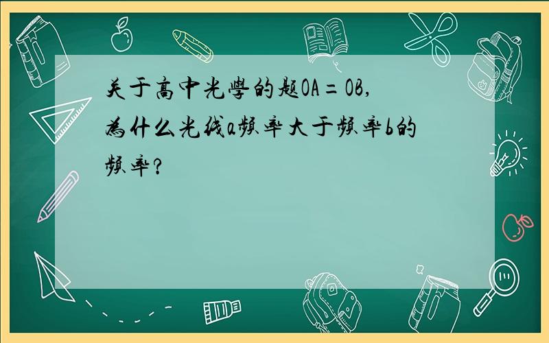 关于高中光学的题OA=OB,为什么光线a频率大于频率b的频率?