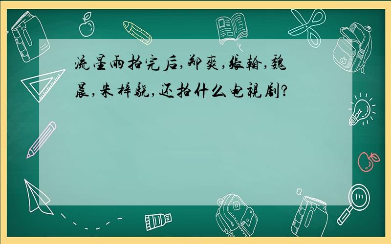 流星雨拍完后,郑爽,张翰,魏晨,朱梓骁,还拍什么电视剧?