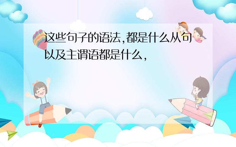 这些句子的语法,都是什么从句以及主谓语都是什么,