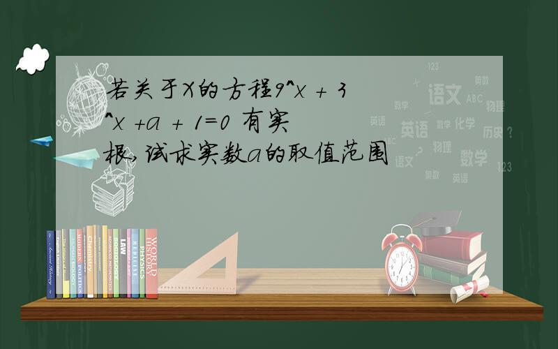 若关于X的方程9^x + 3^x +a + 1=0 有实根,试求实数a的取值范围