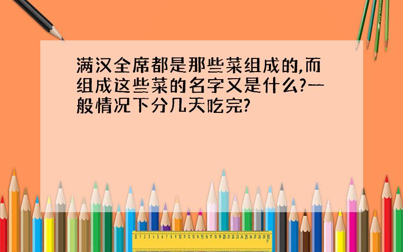 满汉全席都是那些菜组成的,而组成这些菜的名字又是什么?一般情况下分几天吃完?