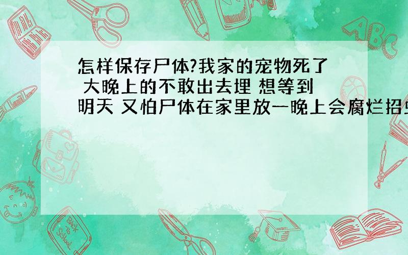 怎样保存尸体?我家的宠物死了 大晚上的不敢出去埋 想等到明天 又怕尸体在家里放一晚上会腐烂招虫子