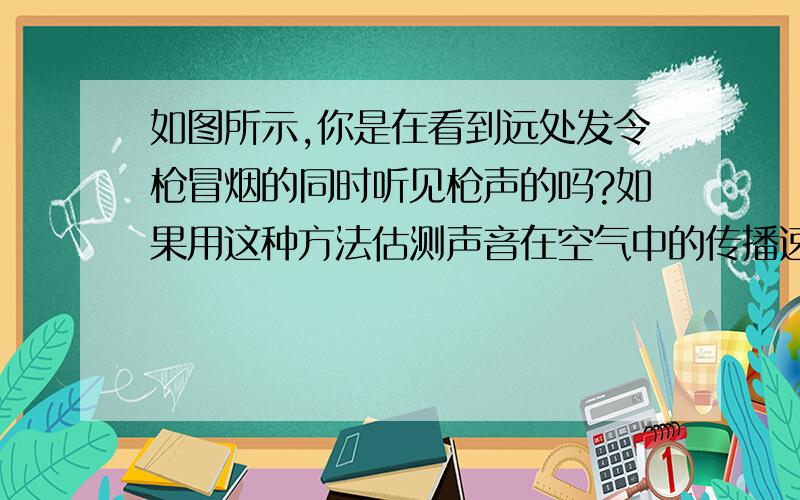 如图所示,你是在看到远处发令枪冒烟的同时听见枪声的吗?如果用这种方法估测声音在空气中的传播速度