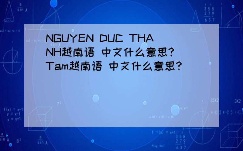 NGUYEN DUC THANH越南语 中文什么意思? Tam越南语 中文什么意思?