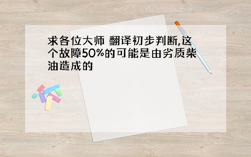 求各位大师 翻译初步判断,这个故障50%的可能是由劣质柴油造成的