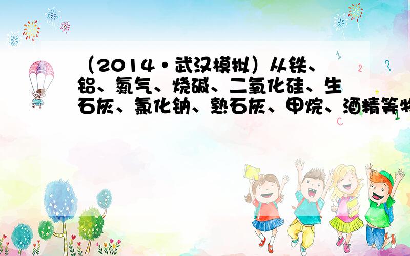 （2014•武汉模拟）从铁、铝、氮气、烧碱、二氧化硅、生石灰、氯化钠、熟石灰、甲烷、酒精等物质中，分别选择一种符合分类要