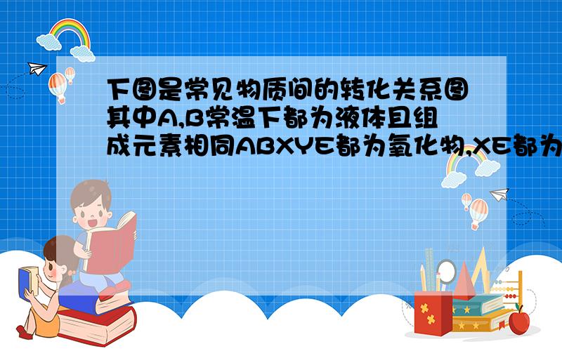 下图是常见物质间的转化关系图其中A,B常温下都为液体且组成元素相同ABXYE都为氧化物,XE都为黑色固体