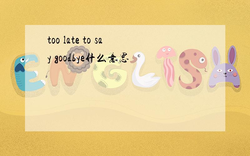 too late to say goodbye什么意思