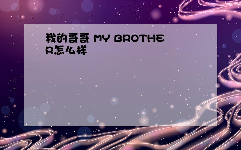 我的哥哥 MY BROTHER怎么样