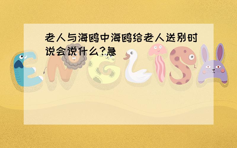 老人与海鸥中海鸥给老人送别时说会说什么?急