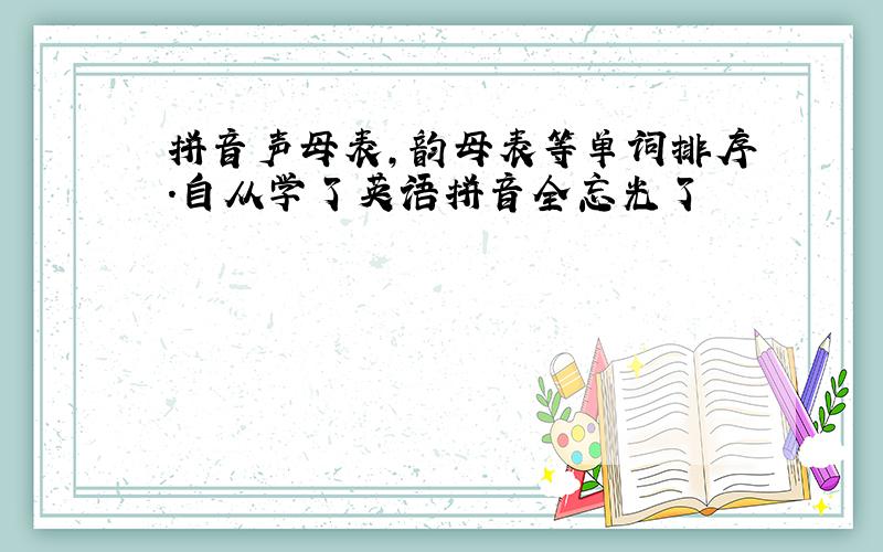 拼音声母表,韵母表等单词排序.自从学了英语拼音全忘光了