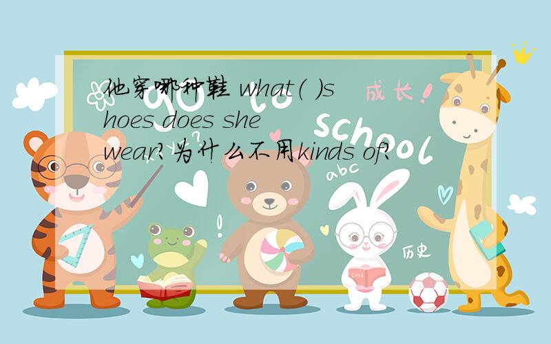 他穿哪种鞋 what（ ）shoes does she wear?为什么不用kinds of?