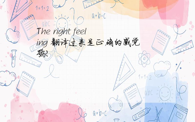 The right feeling 翻译过来是正确的感觉嘛?