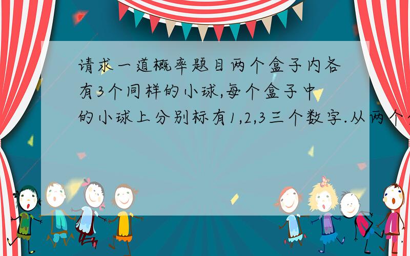 请求一道概率题目两个盒子内各有3个同样的小球,每个盒子中的小球上分别标有1,2,3三个数字.从两个盒子中分别任意选出一个