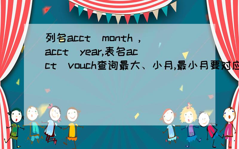 列名acct_month ,acct_year,表名acct_vouch查询最大、小月,最小月要对应最小年