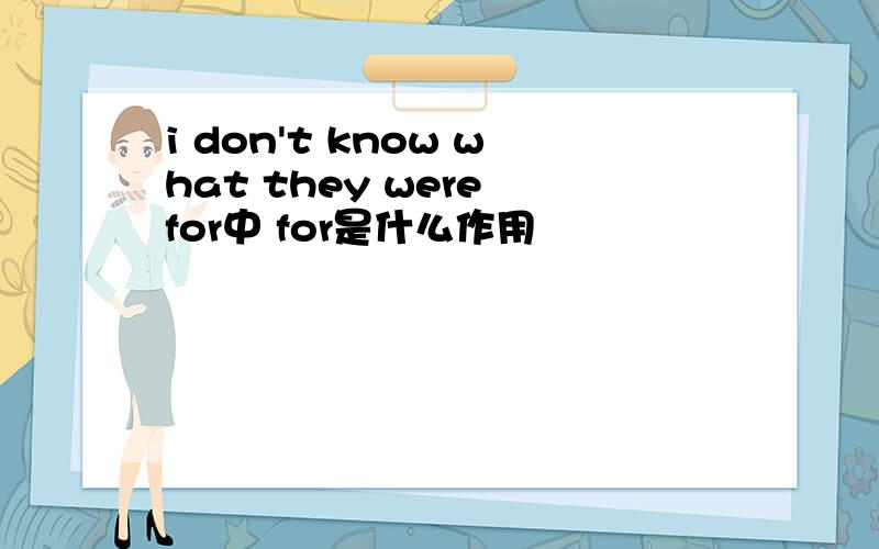 i don't know what they were for中 for是什么作用