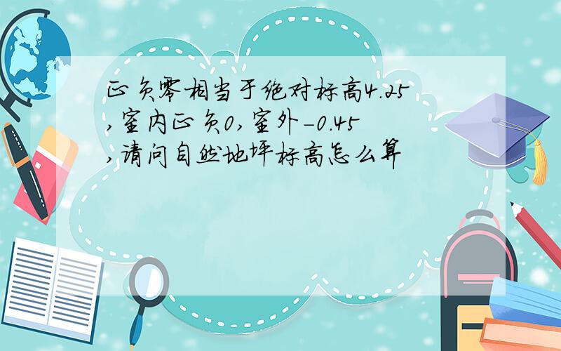 正负零相当于绝对标高4.25,室内正负0,室外-0.45,请问自然地坪标高怎么算