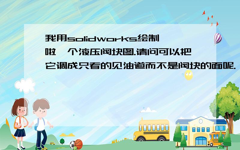 我用solidworks绘制啦一个液压阀块图.请问可以把它调成只看的见油道而不是阀块的面呢.