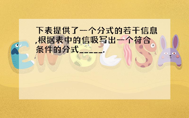 下表提供了一个分式的若干信息,根据表中的信吸写出一个符合条件的分式_____.