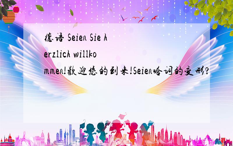 德语 Seien Sie herzlich willkommen!欢迎您的到来!Seien啥词的变形?