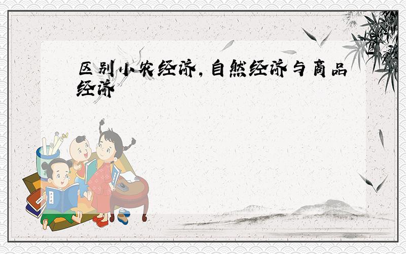 区别小农经济,自然经济与商品经济