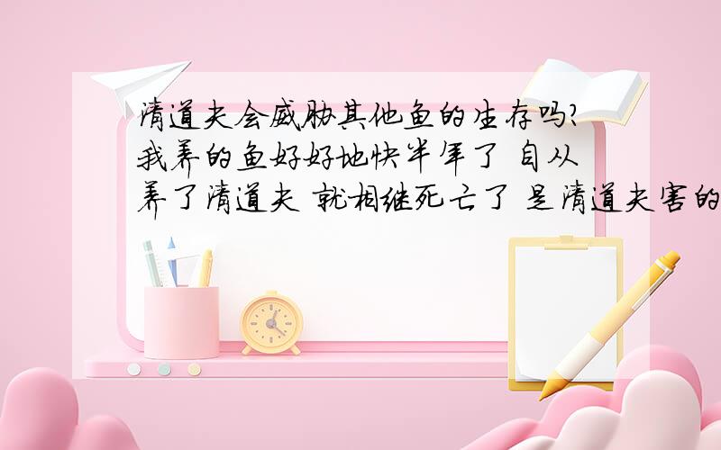 清道夫会威胁其他鱼的生存吗?我养的鱼好好地快半年了 自从养了清道夫 就相继死亡了 是清道夫害的吗?