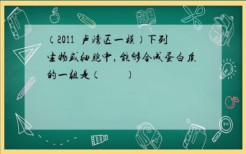 （2011•卢湾区一模）下列生物或细胞中，能够合成蛋白质的一组是（　　）