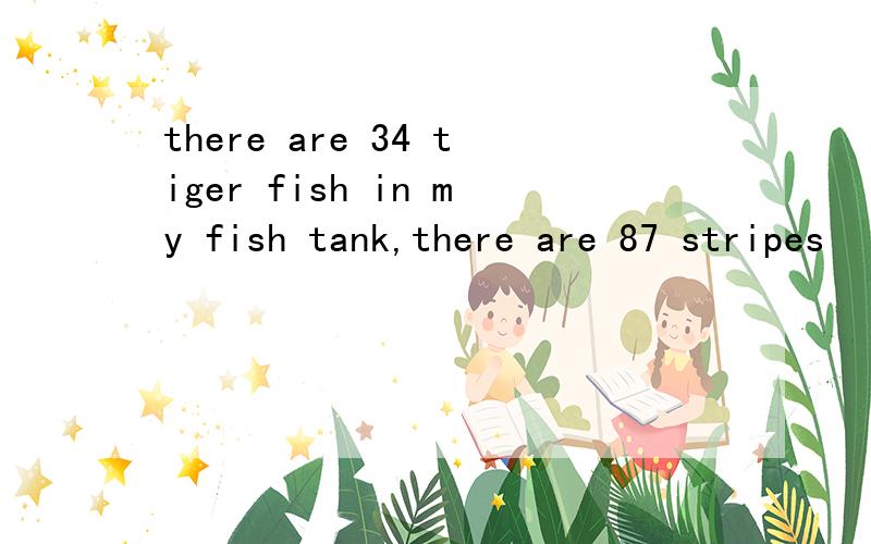 there are 34 tiger fish in my fish tank,there are 87 stripes