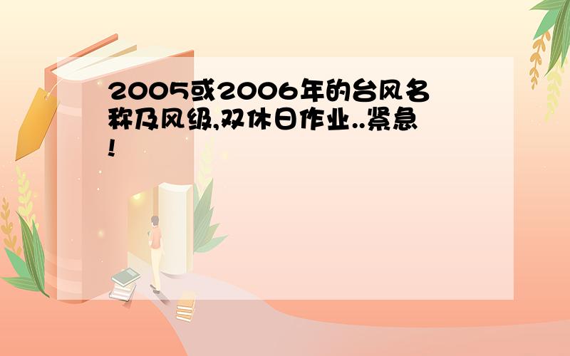 2005或2006年的台风名称及风级,双休日作业..紧急!