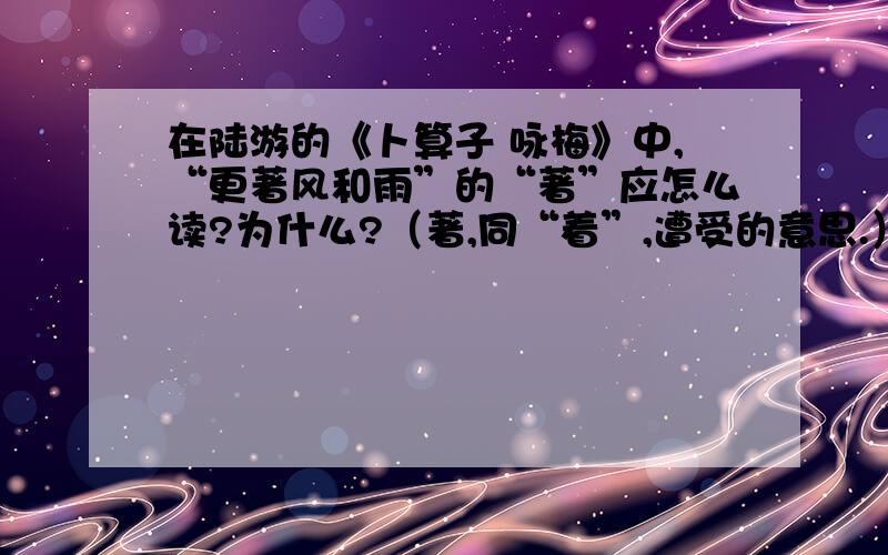 在陆游的《卜算子 咏梅》中,“更著风和雨”的“著”应怎么读?为什么?（著,同“着”,遭受的意思.）