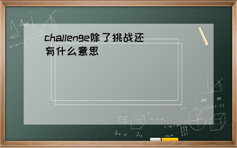 challenge除了挑战还有什么意思