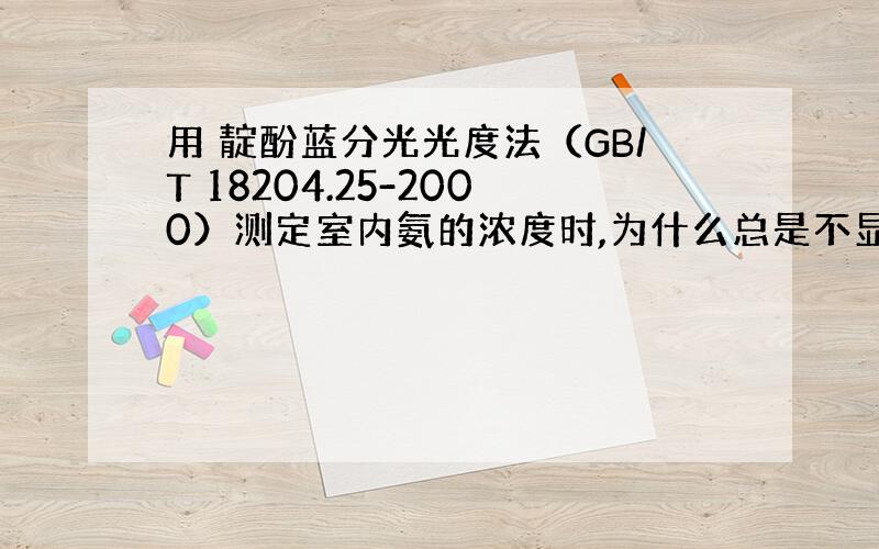 用 靛酚蓝分光光度法（GB/T 18204.25-2000）测定室内氨的浓度时,为什么总是不显色?请求有经验的师傅帮助